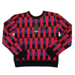 NWT KTZ Kokon To Zai SS16 Lipstick Print Sweatshirt in Red Purple French Terry S
